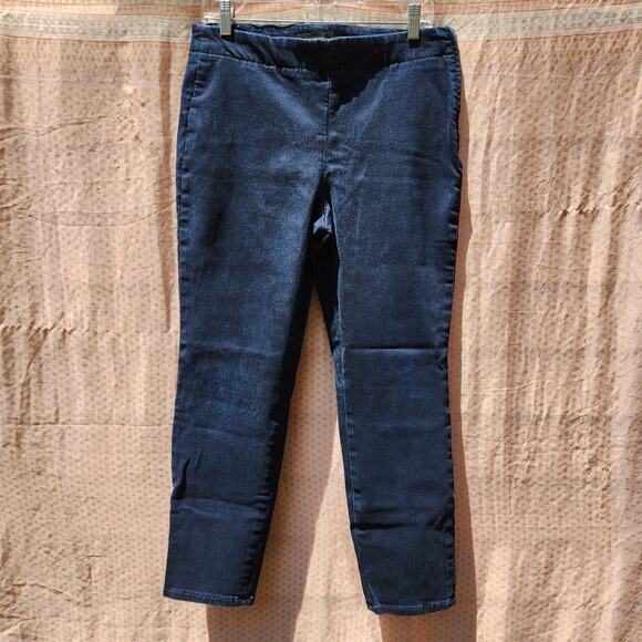 Talbots Womens Blue Curvy Slim Ankle Jeans Dark Wash Denim Stretch Navy Sz 10 - Picture 1 of 6